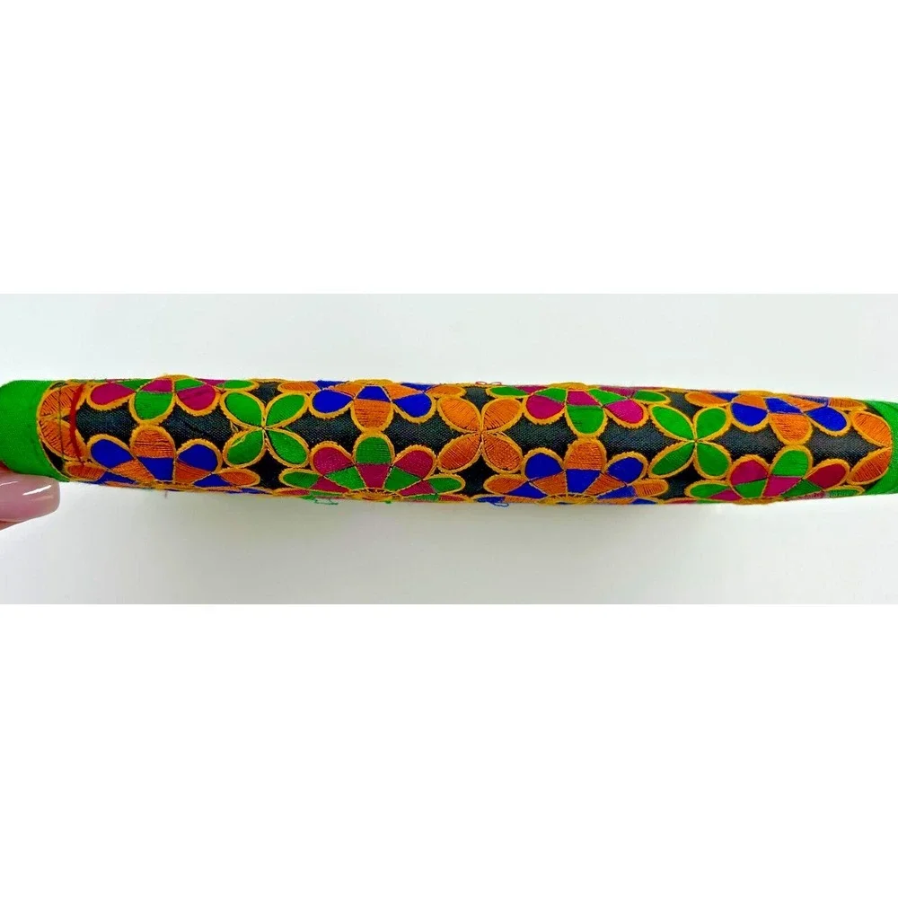 Indian Needlepoint/Embroidered Silk Wallet Clutch Floral 6 Pockets Phone Fits A+